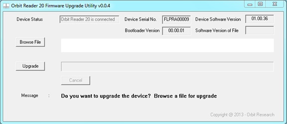 screen shot of figure 1: Do you want to upgrade the device?