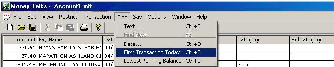 Today Command to Move to the First Transaction