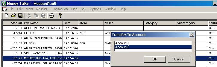 Account Transaction Transfer