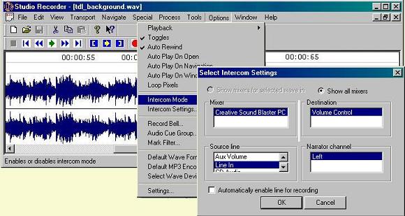 Image of Studio Recorder Intercom Dialog