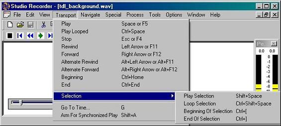 Image of Studio Recorder Selection Transport Functions