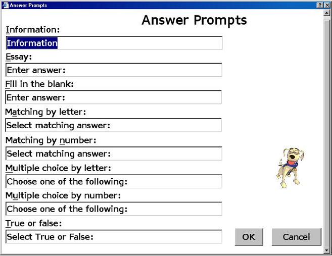 Answer Prompts screen