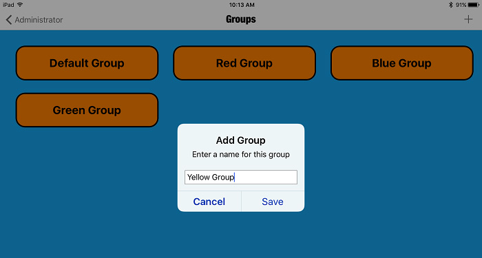 screenshot of the Add Group popup