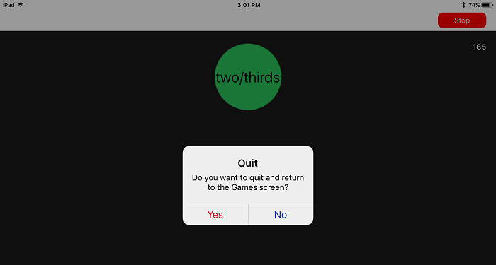 screenshot of the Quit popup with Yes and No options
